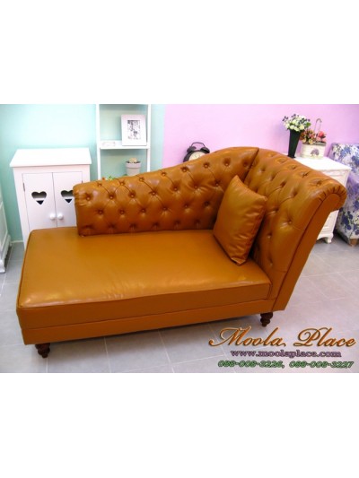 โซฟา Bed (Daybed) สไตล์วินเทจ หนัง PU  ขากลึง เย็บดึงกระดุมสวยหรู (ตัวหนังมีให้เลือกหลายเฉดสี)